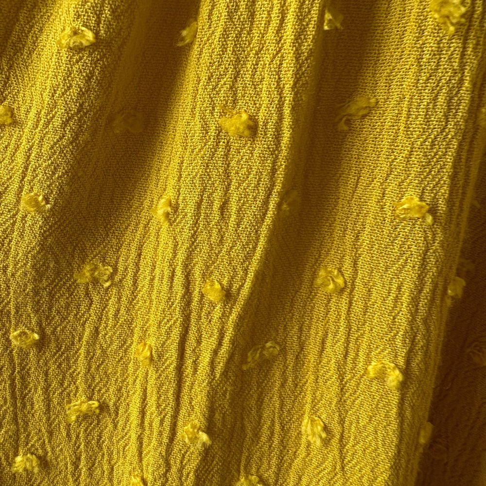 Rose + Olive 1X Yellow Short Sleeve Button Up V Neck Blouse Office Casual Career - Picture 7 of 11
